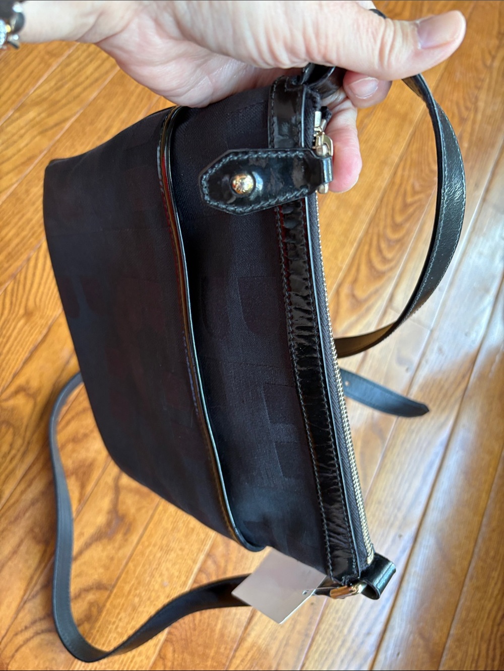 ✨ VINTAGE BALLY Classic Monogram Crossbody Sacoche Bag Black Canvas & Patent ✨ - Picture 7 of 14
